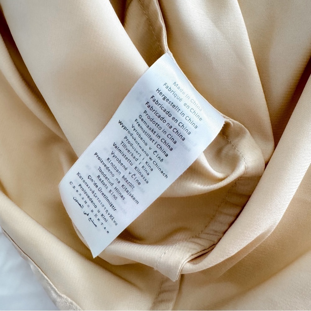 Topsix Bridesmaids Midi Slit Dress Silky Satin Gold Side Slit Cowl Neck - Picture 12 of 14